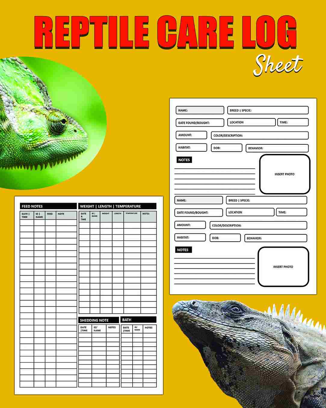 Printable Reptile Care Logbook Template